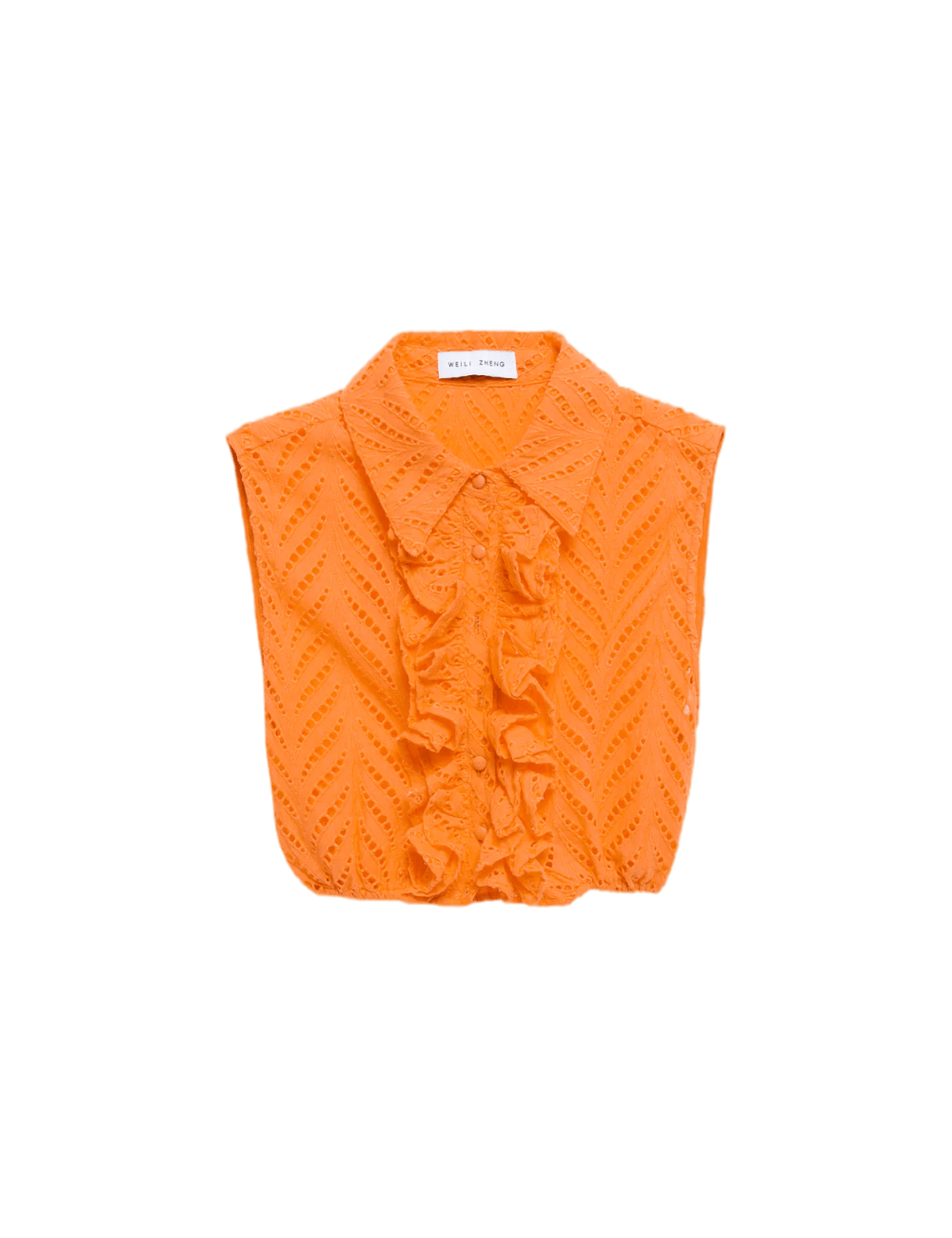 WEILI ZHENG Top Smanicato Arancio Con Ruches