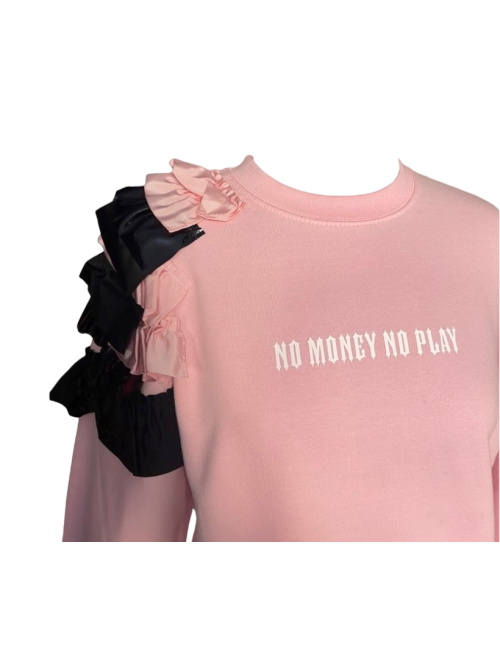 GINA GORGEOUS Maglia Felpata Rosa Con Ruches