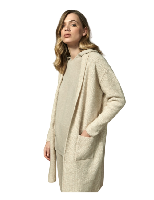 GRAN SASSO Cardigan Lungo Bianco Panna