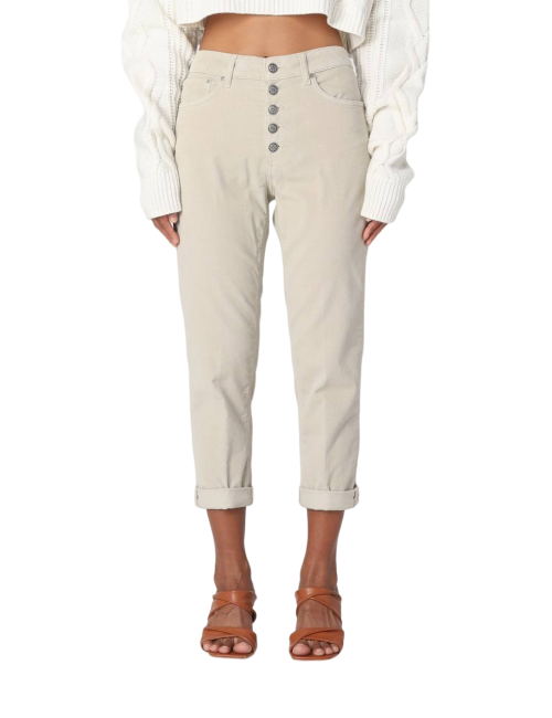 Pantalone Koons beige con bottoni gioiello