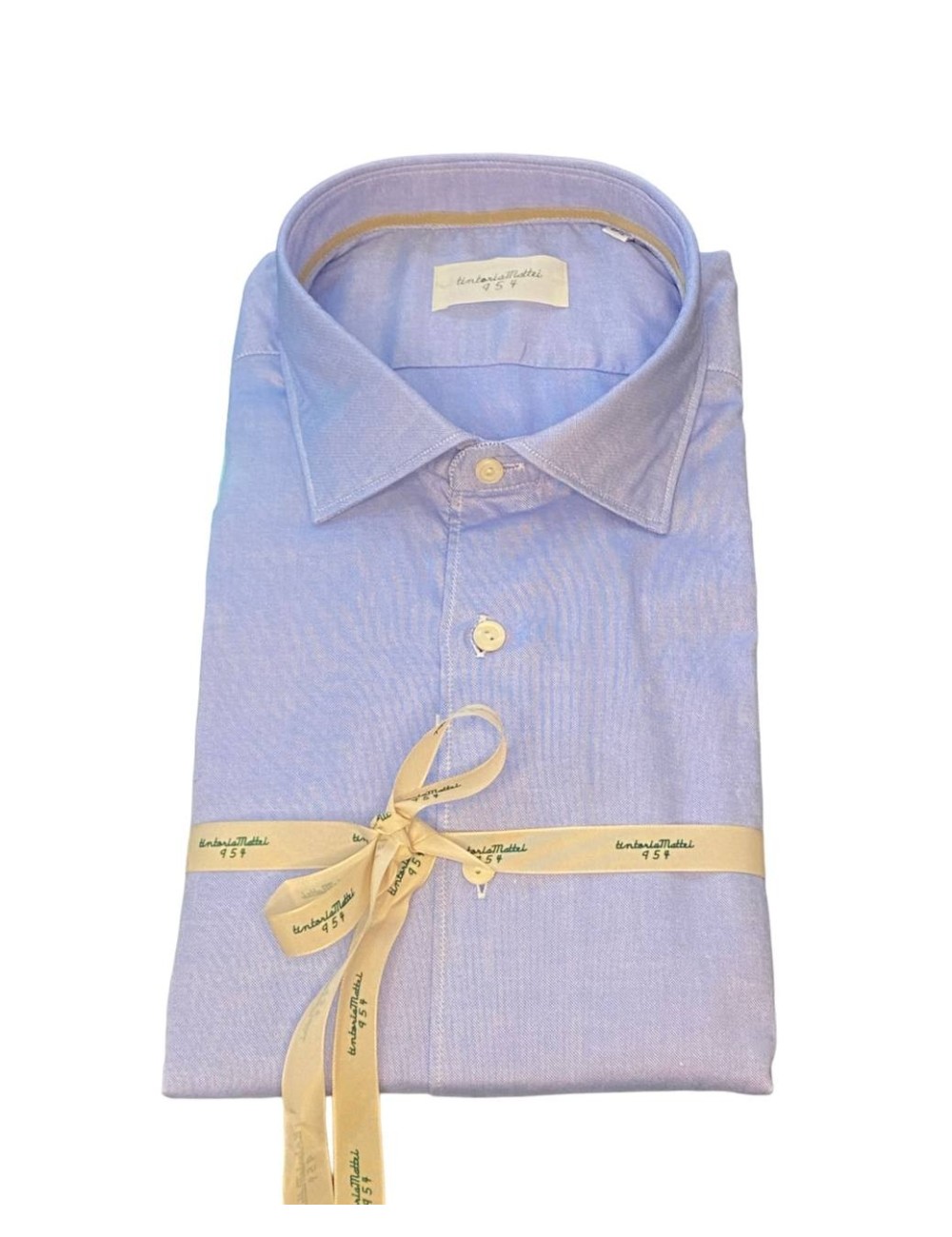 Camicia azzurra collo francese