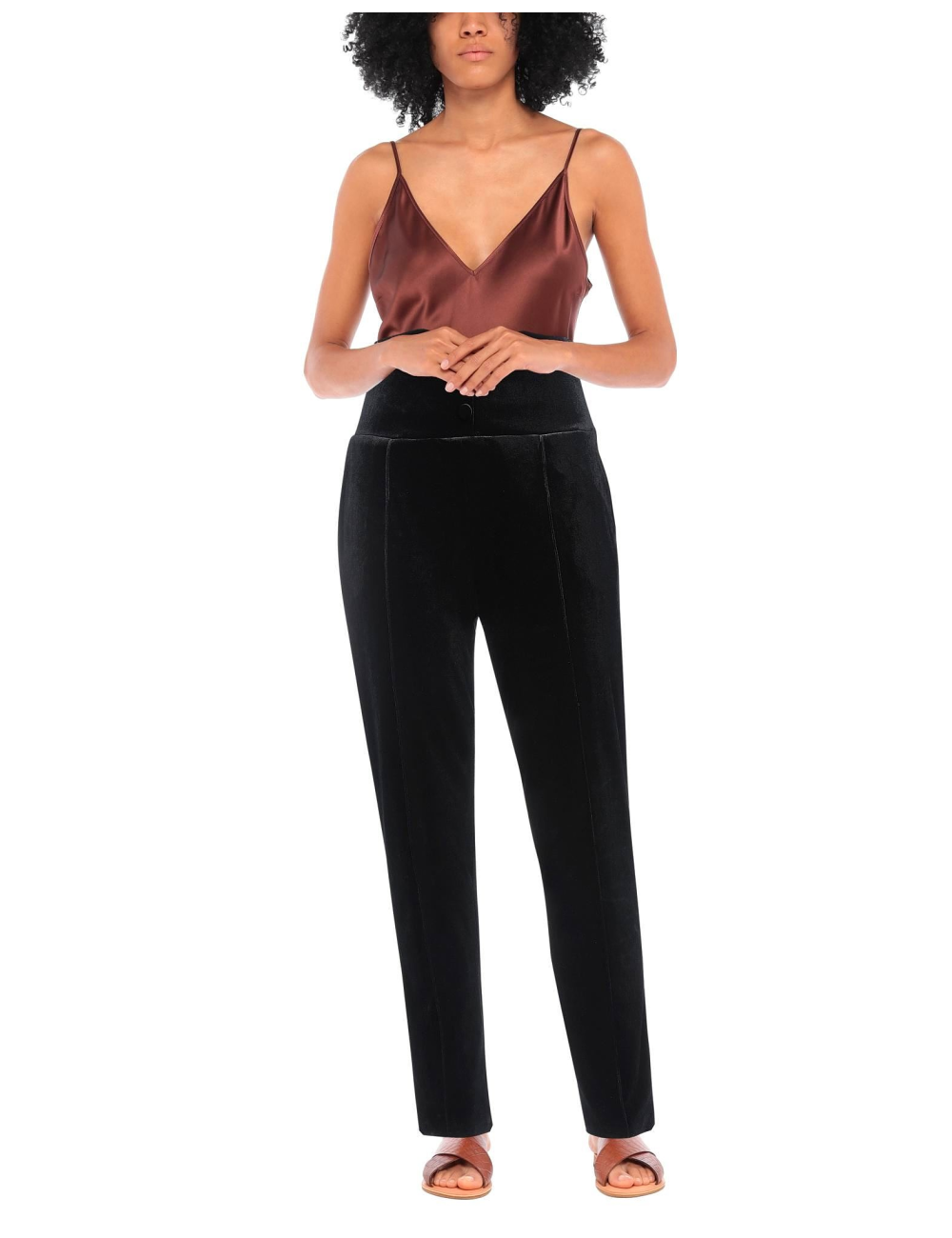 Pantalone vita alta in ciniglia