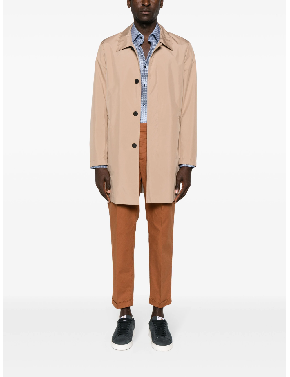 Trench beige con colletto