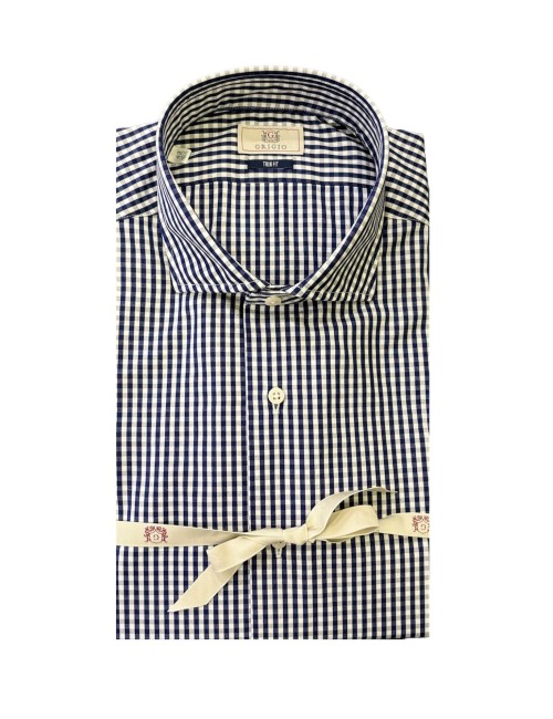Camicia a quadri blu e bianca