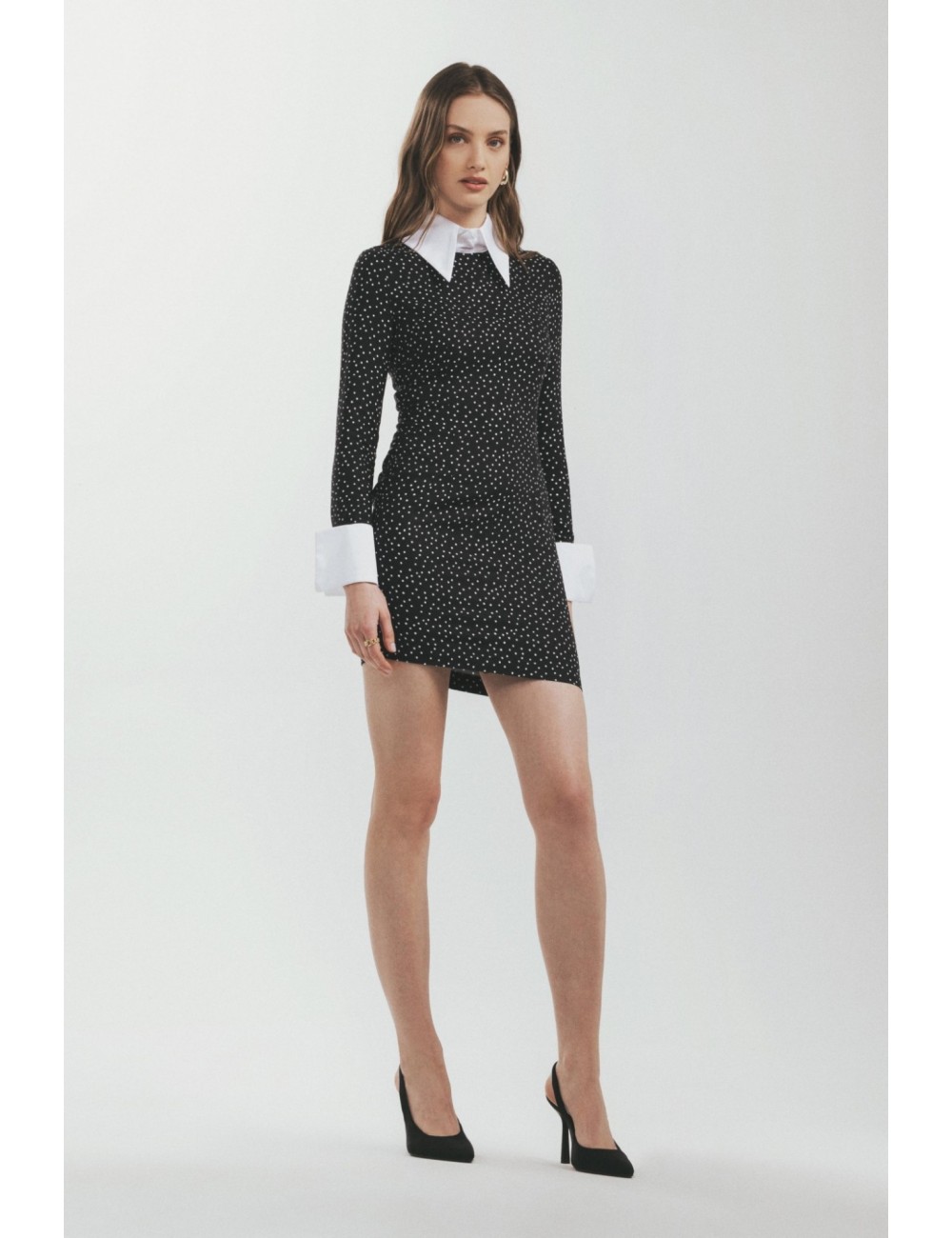 Abito Corto In Crepe Con Dettaglio Collo