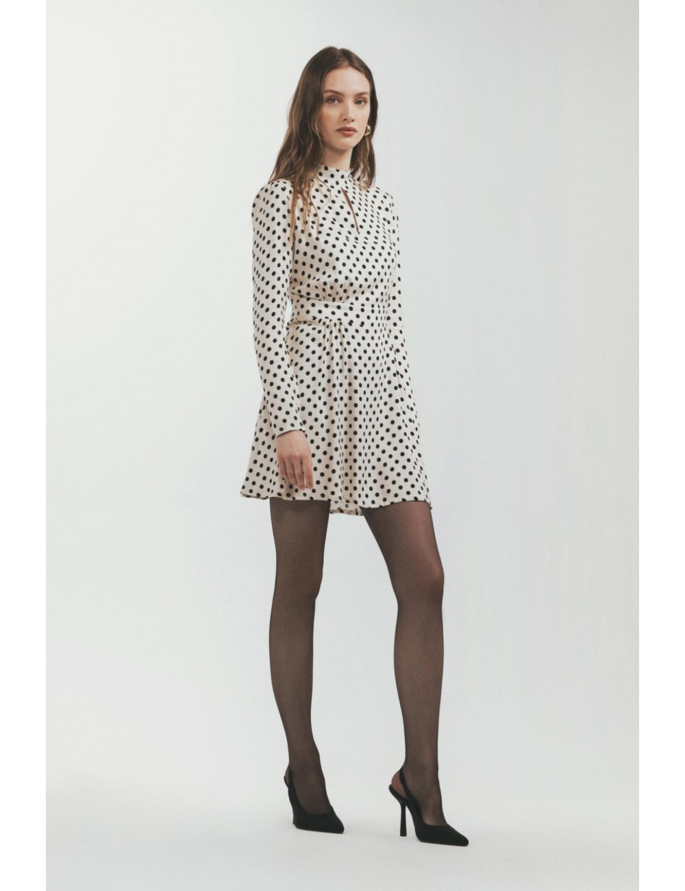 Abito Corto Dolcevita In Crepe