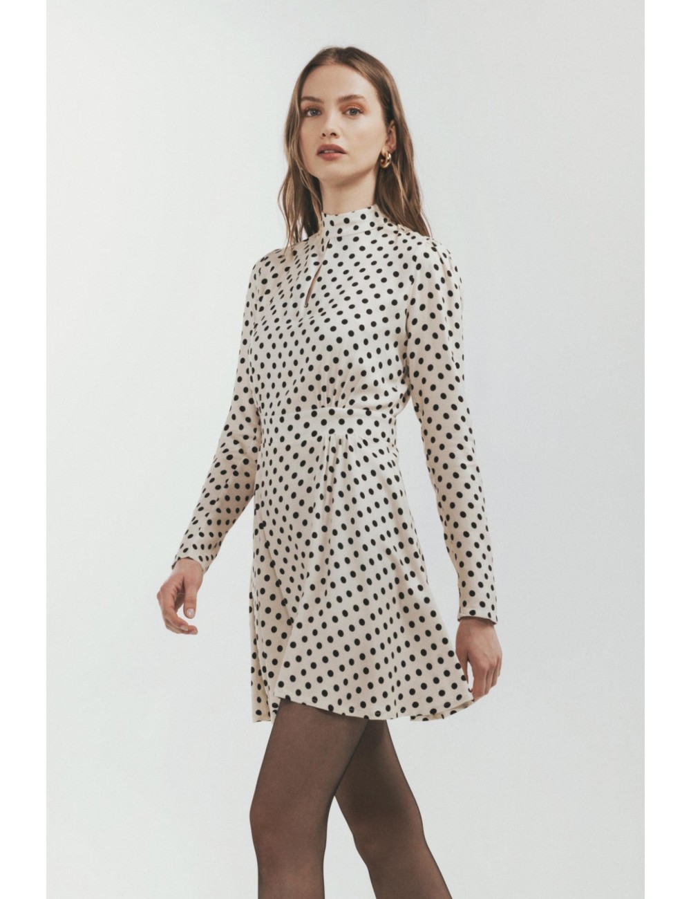 Abito Corto Dolcevita In Crepe