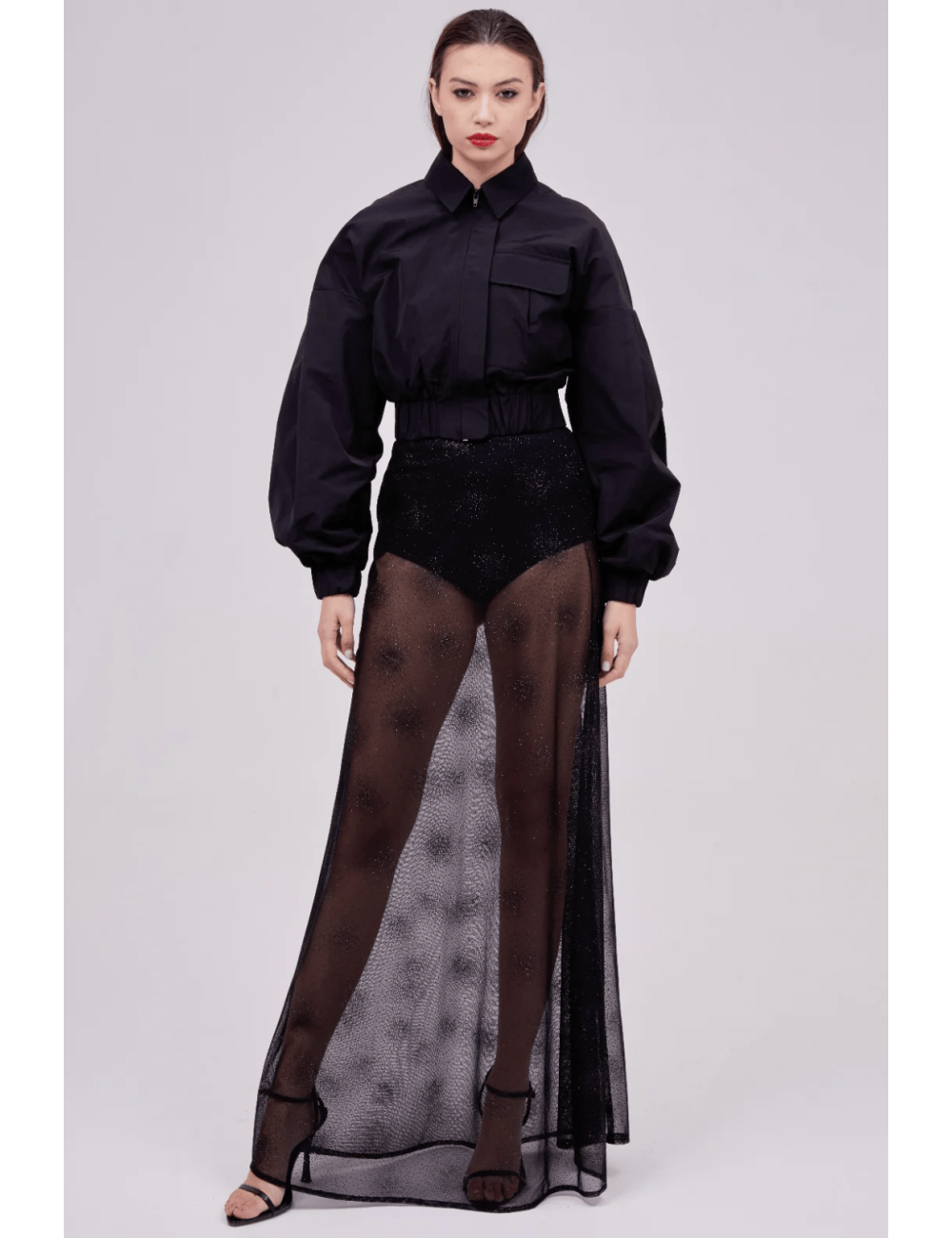 Bomber crop in tessuto tecnico