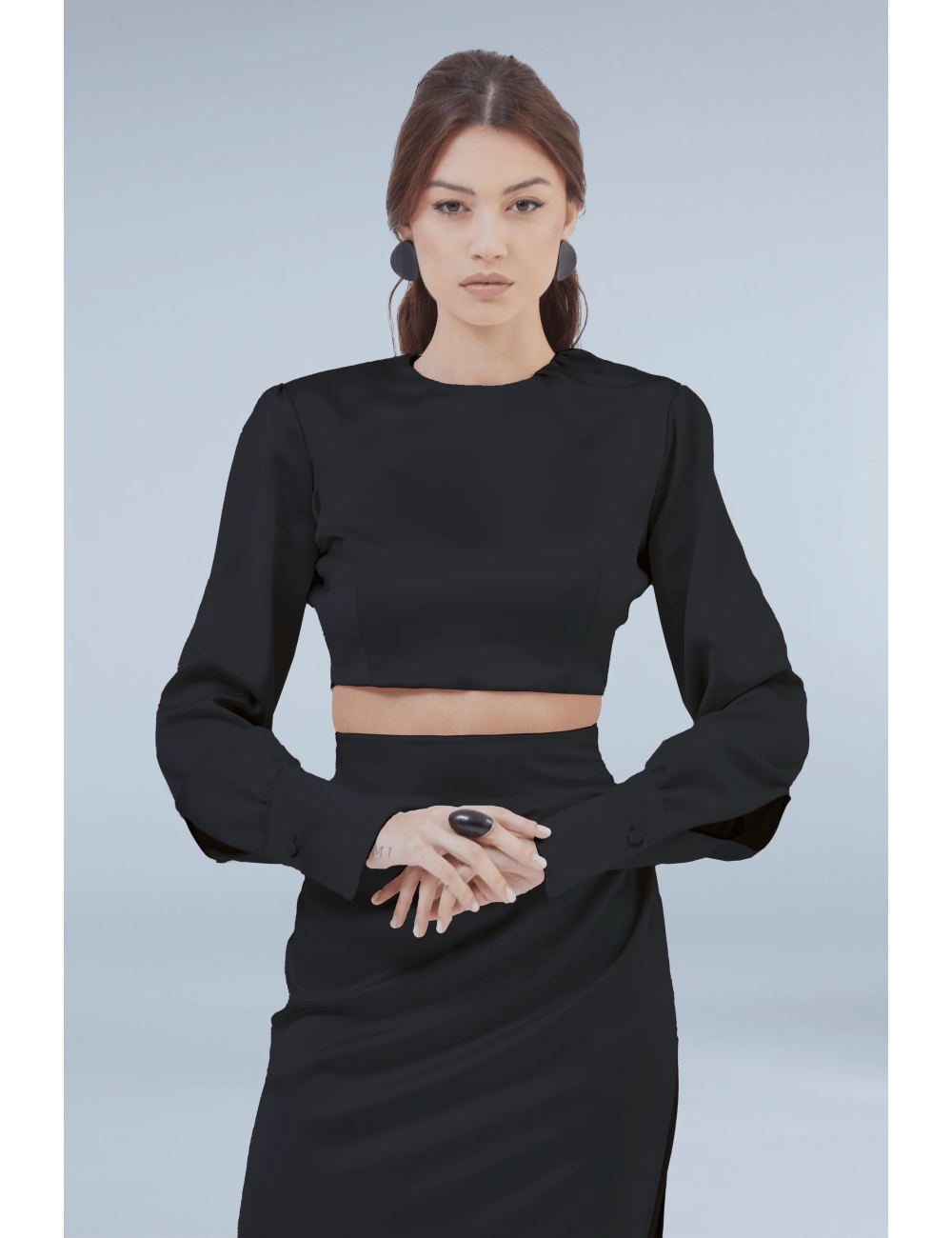 Camicia crop in raso