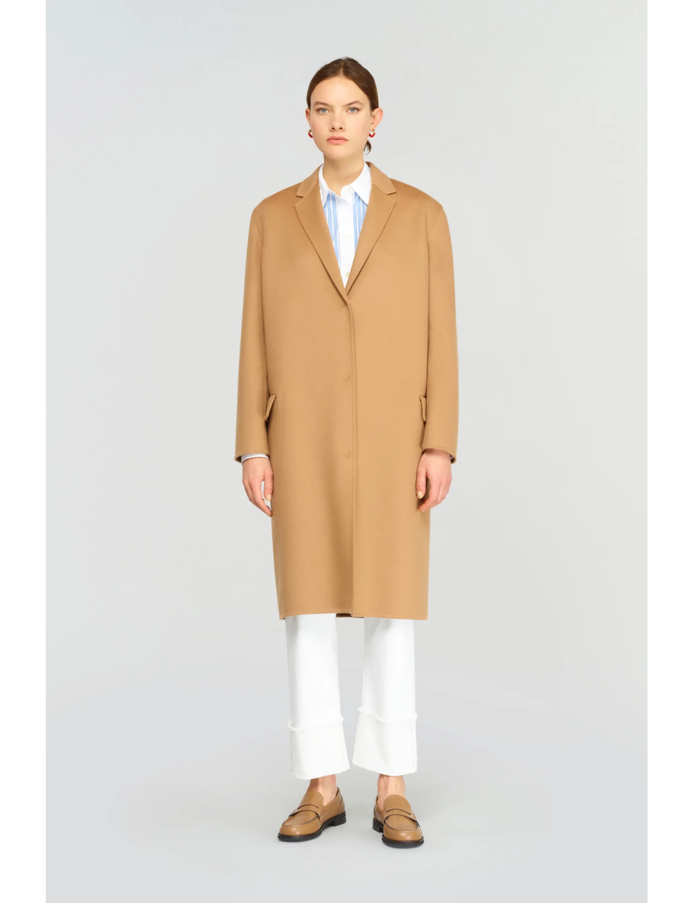 Cappotto monopetto in panno doppio