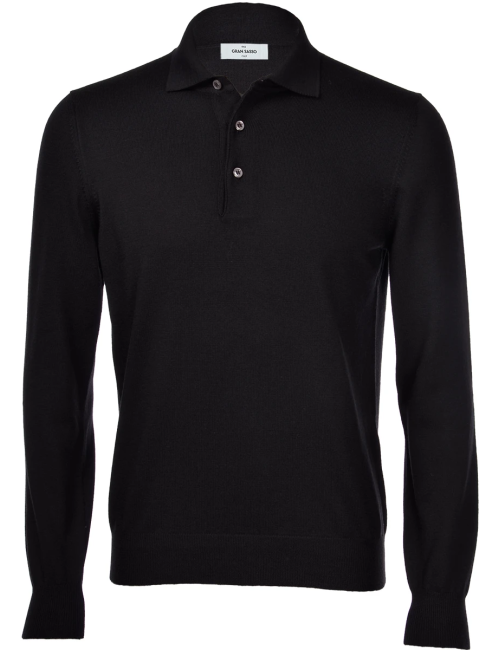 Polo a manica lunga in lana merinos