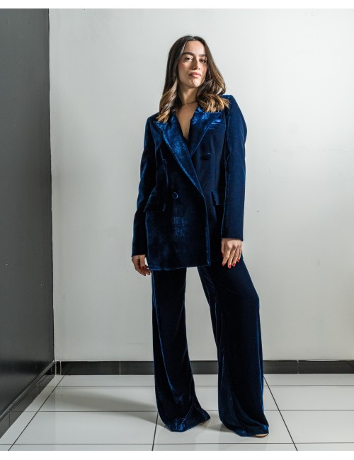 Pantalone vita alta in velluto