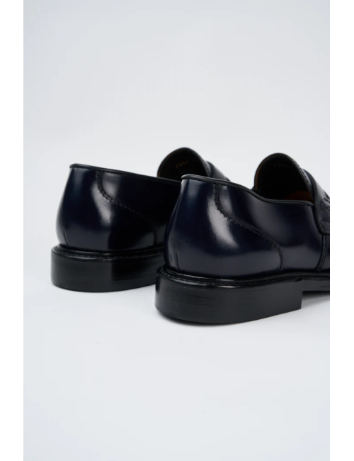 Mocassino blu in pelle