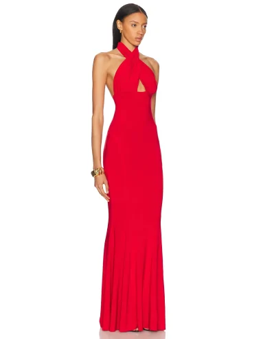 Abito lungo con collo incrocio 2