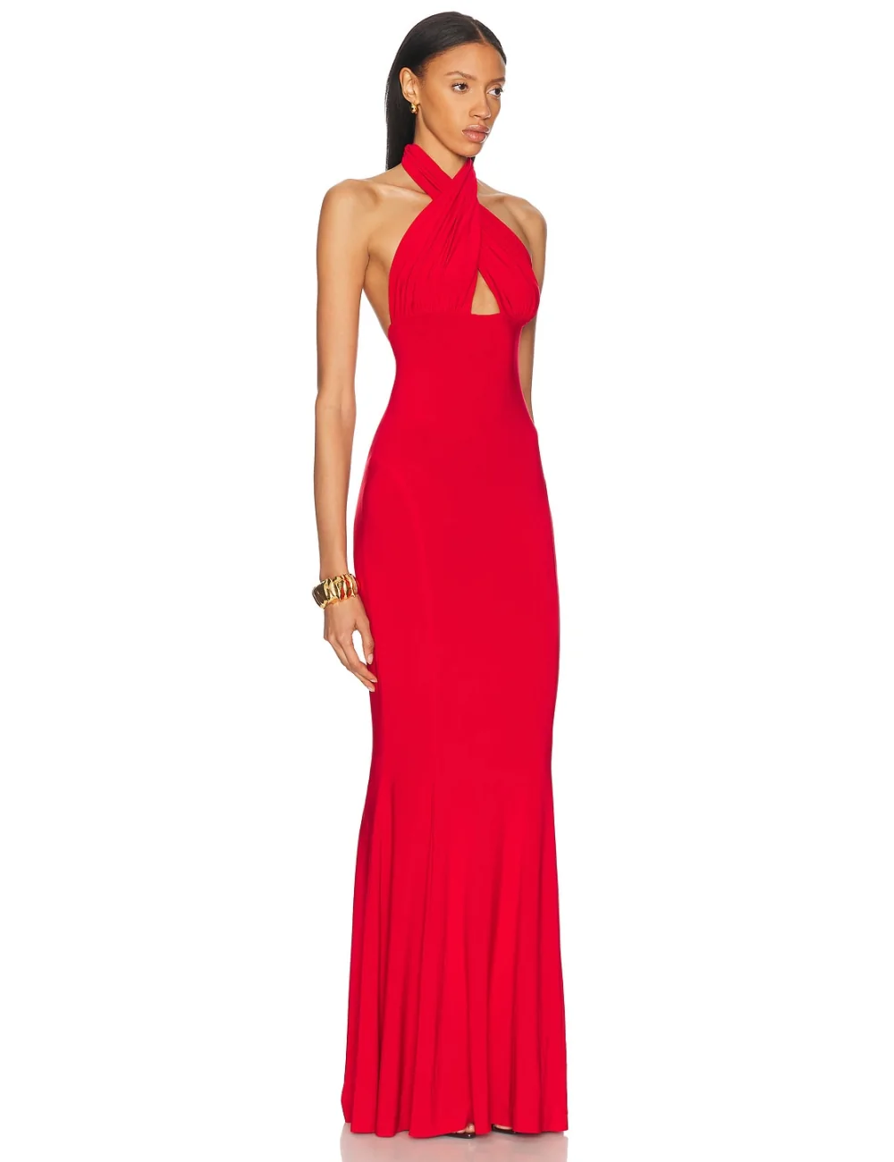 Abito lungo con collo incrocio