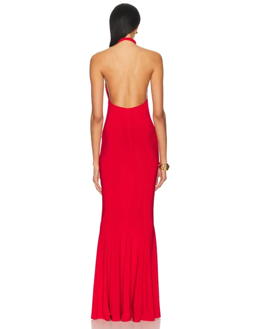 Abito lungo con collo incrocio