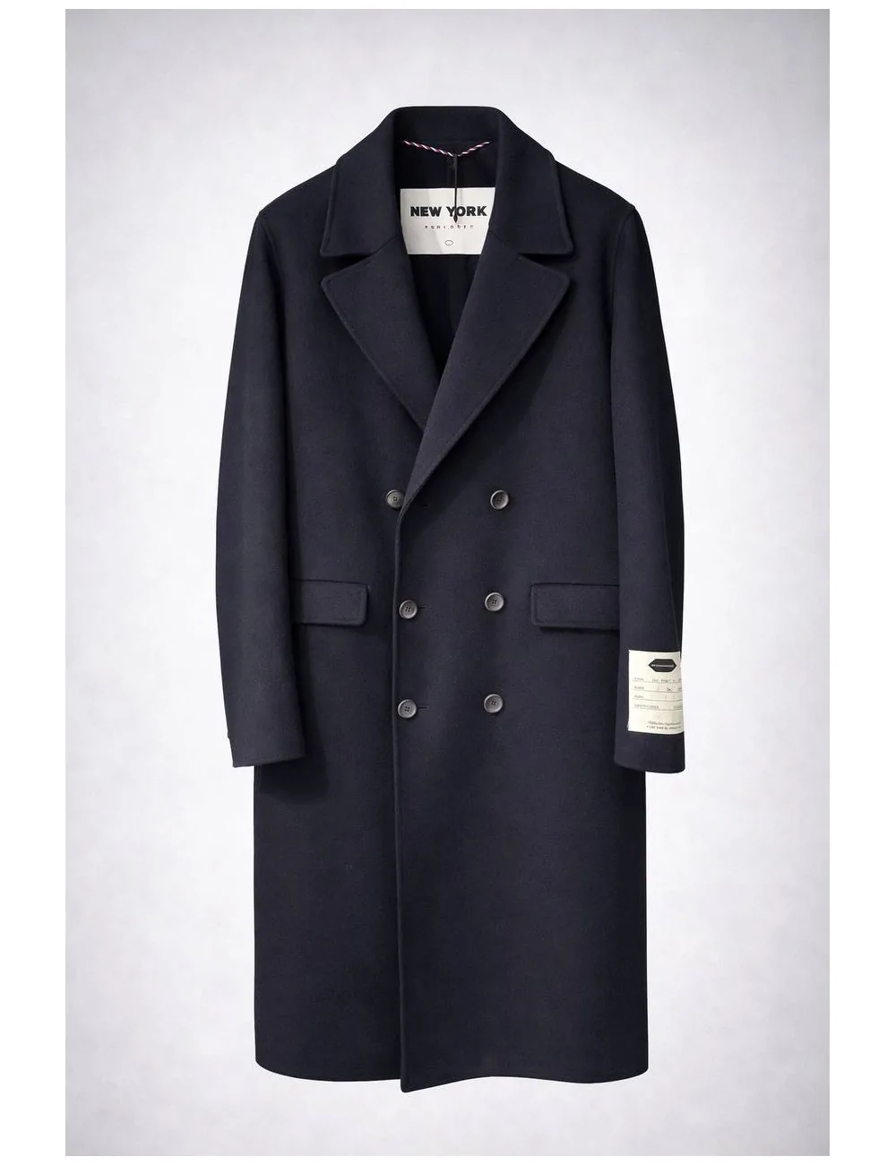 Cappotto blu notte in lana doppiopetto