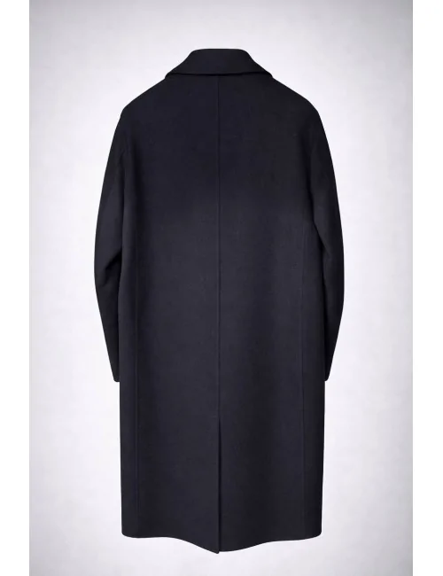 Cappotto blu notte in lana doppiopetto