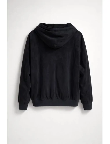 Bomber in camoscio con cappuccio 2