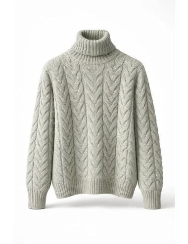 Maglione verde a trecce