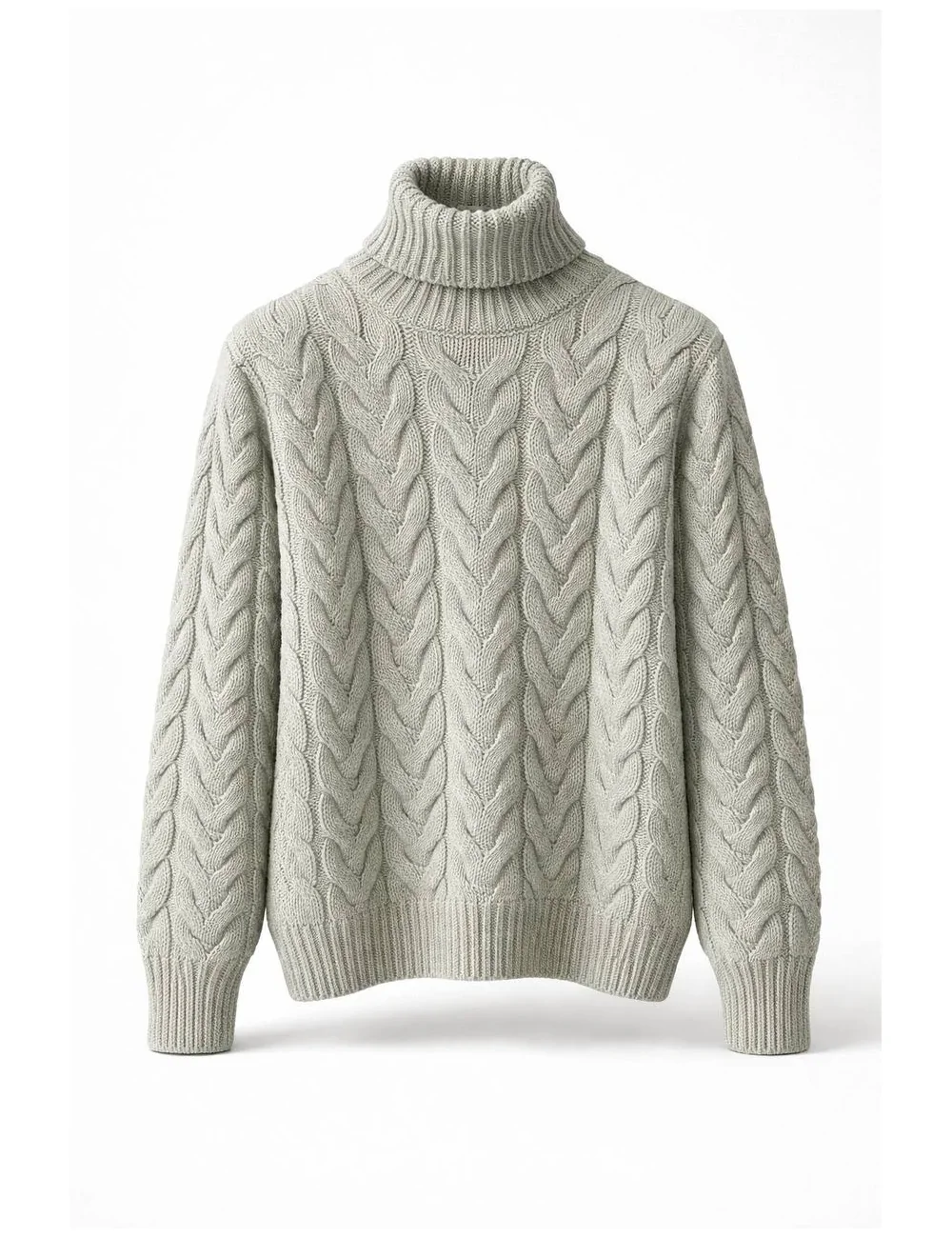 Maglione verde a trecce