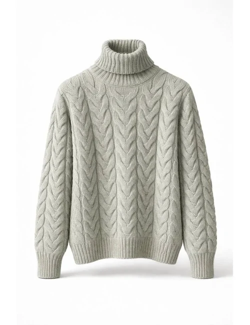 Maglione verde a trecce