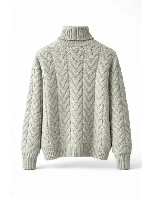 Maglione verde a trecce