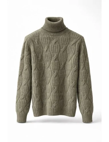 Maglione verde collo alto