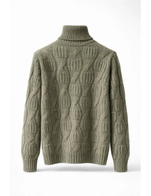 Maglione verde collo alto