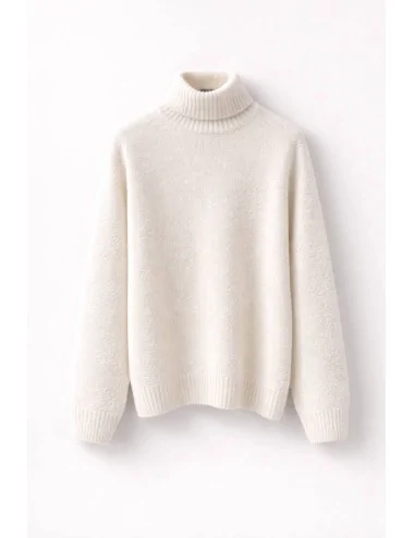 Maglione bianco panna a collo alto