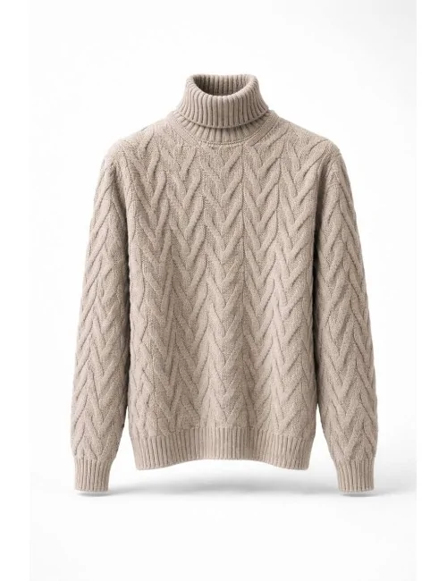 Maglione collo alto intrecciato