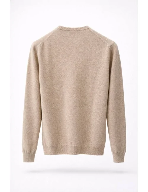 Maglione beige in lana merinos