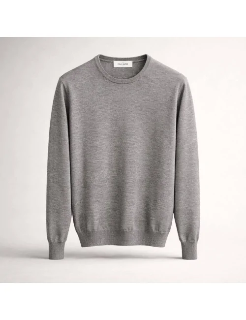 Maglia girocollo in lana e seta