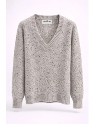 Pullover grigio chiaro scollo a punta