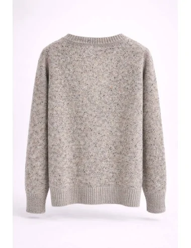 Pullover grigio chiaro scollo a punta 2