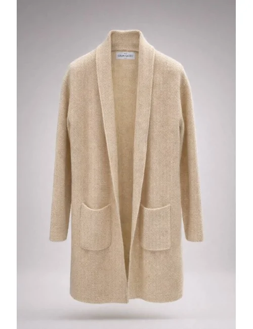 Cardigan Lungo Bianco Panna