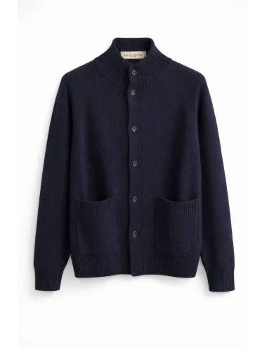 Cardigan blu in lana