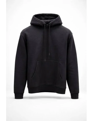 Felpa total black con cappuccio