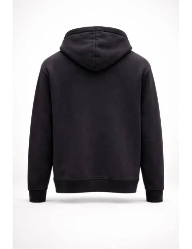 Felpa total black con cappuccio 2