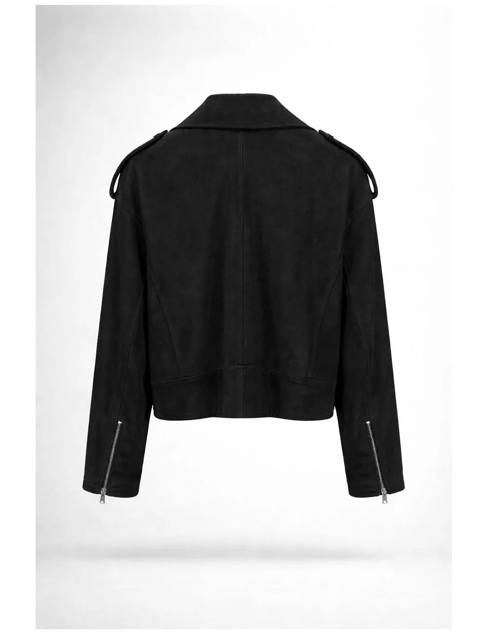 Chiodo nero in camoscio