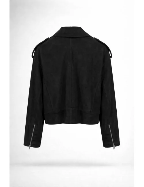 Chiodo nero in camoscio