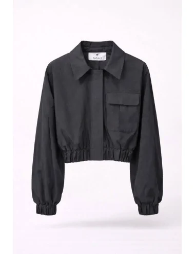 Bomber crop in tessuto tecnico