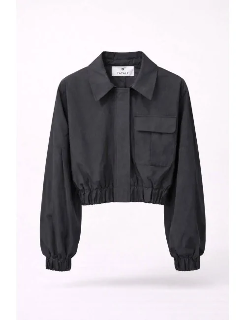 Bomber crop in tessuto tecnico