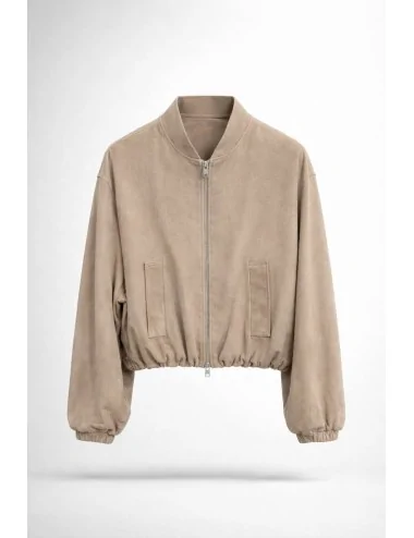 Bomber corto in camoscio