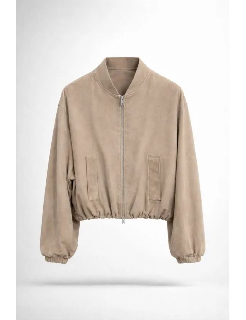 Bomber corto in camoscio