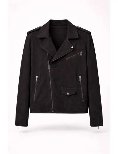 Chiodo nero in camoscio