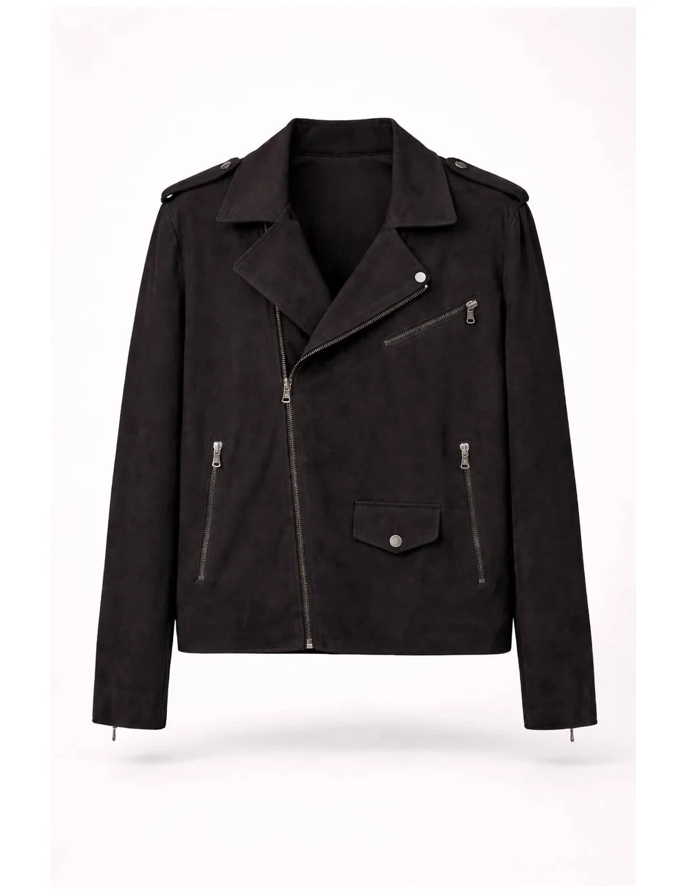 Chiodo nero in camoscio