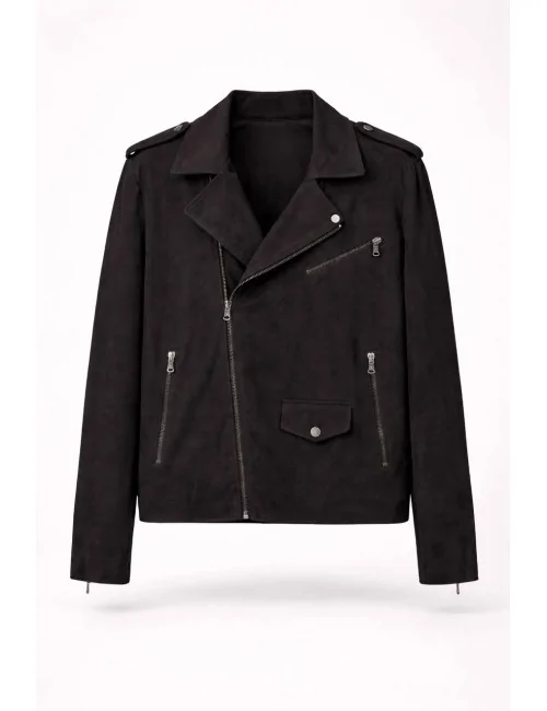 Chiodo nero in camoscio