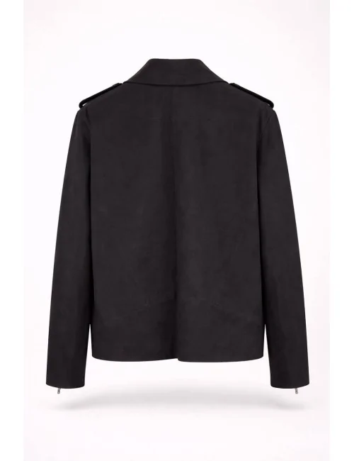 Chiodo nero in camoscio