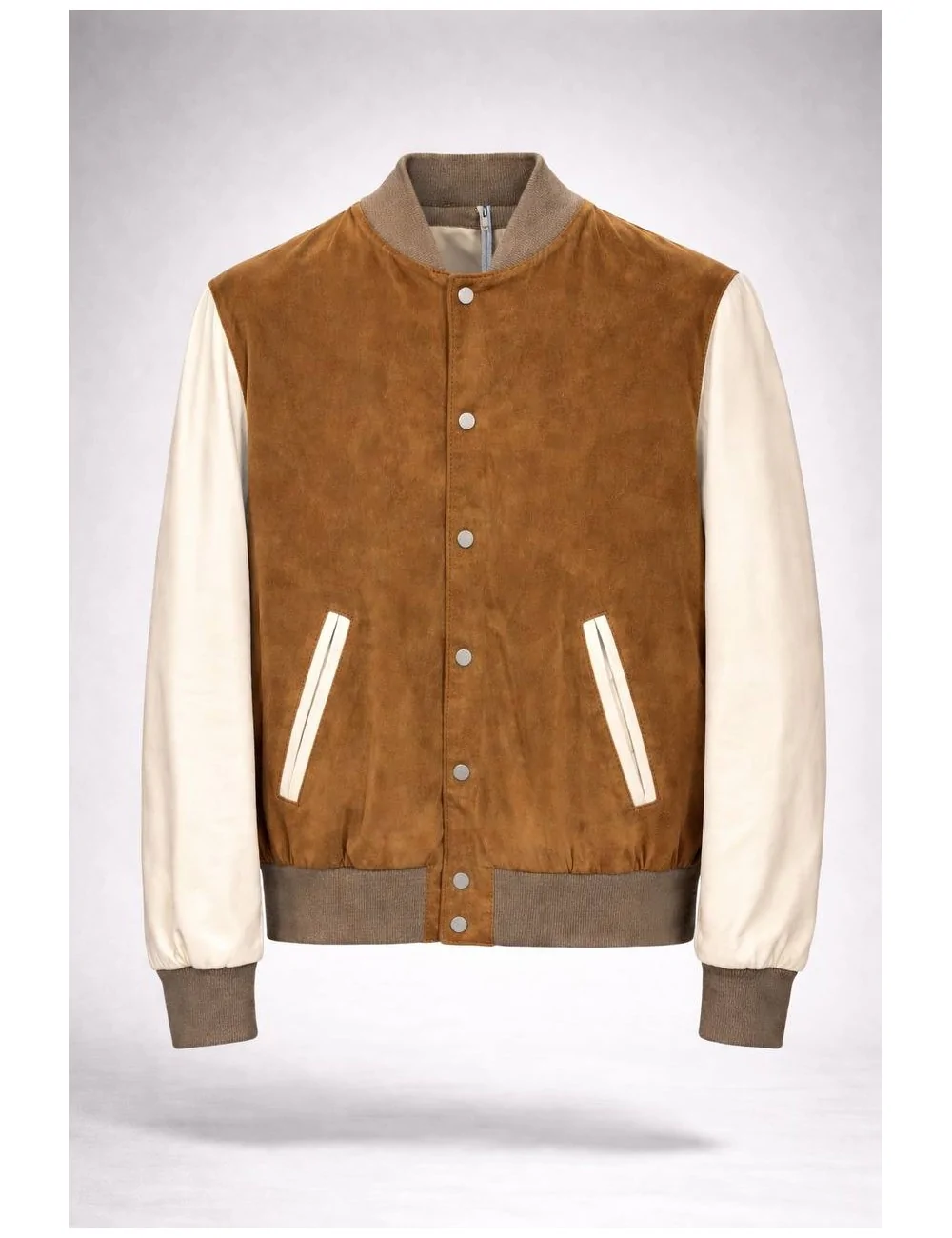 Bomber in camoscio e pelle